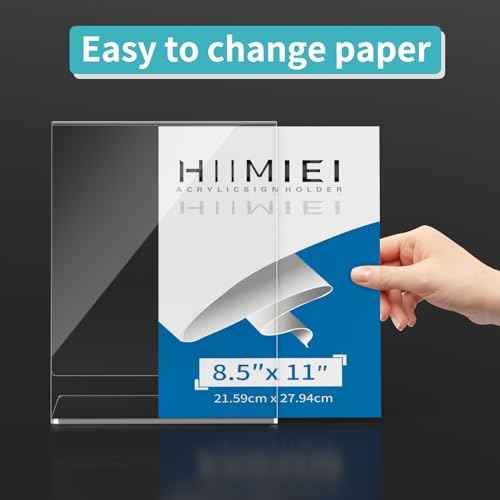 HIIMIEI 8.5x11 Acrylic Sign Holder, Slant Back Sign Holders Portrait Ad Frames Clear Durable Flyer Display Stand for Office Home Store Restaurant Pack of 12