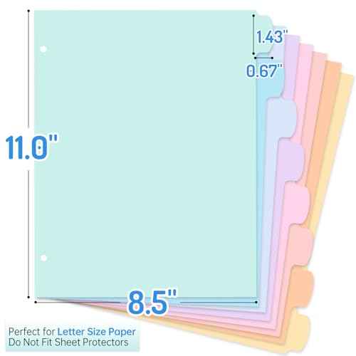 Forvencer 8-Tab Binder Dividers with Tabs, Big Tabs, Write&Erase Plastic Dividers for 3 Ring Binder, Binder Tabs for Organizers, 3 Ring Binder Dividers with Tabs for School Office (Pastels, 2 Set)
