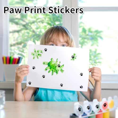 Paw Stickers, 2000 Pcs 0.5 Inch Clear Puppy Dog, Black Bear Paw Prints Self-Adhesive Sticker Roll