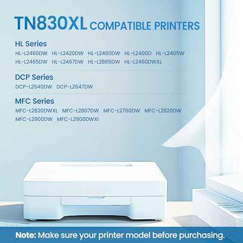 TN830XL TN830 HL-L2460DW Toner for HL-L2460DW DCP-L2640DW Replacement for Brother TN-830XL Toner HL-L2405W MFC-L2820DW HL-L2420DW Printer Toner Cartridge (2 Black,with Chip)