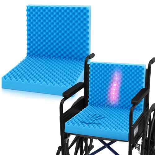 Geiserailie 2 Pcs 32 x 18 x 3 Inches Egg Foam Pad Wheelchair Seat Cushion Backrest to Relieve Back Egg Foam Cushions Wheelchair Accessories for Office Chairs Wheelchair Recliner Back Chair