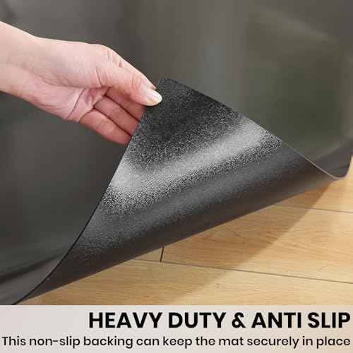 Black Office Chair Mat for Hardwood Floor, 30 x 48 Inch Computer Desk Chair Mat, Plastic Floor Protectors for Chairs, Heavy Duty Wood Tile Floor Mats for Home Laundry Dining Area