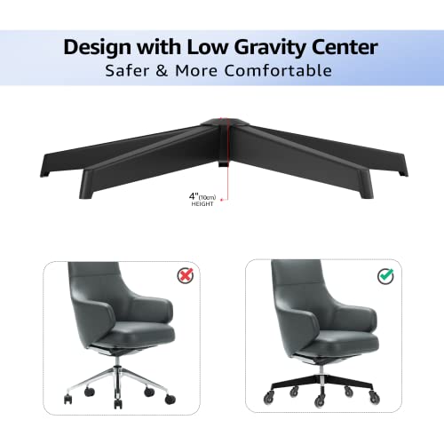 MASTERY MART 28 Inch Office Chair Base, Heavy Duty 2400 Lbs, Reinforced Metal Desk Chair Replacement, Universal Gas Cylinder Hole Caster Socket, Matte Black