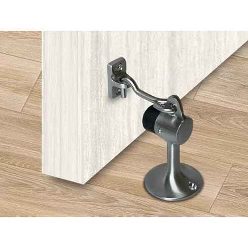QCAA Solid Brass Door Stop, 3-15/16" Height, Satin Chrome, Made in Taiwan, 2 Pack