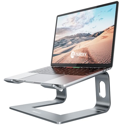 Nulaxy Full Aluminum Laptop Stand A-Grey, Stable Support up to 22 lbs, Open Cooling