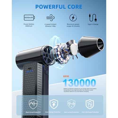 Compressed Air Duster kit-Blower-pc Duster Electric-130000RPM- Replace Compressed air can-Keyboard Clean-car Mini Snow Blowers-Car Dryer air Blower-Jet Fan-No air Canned dusters for Cleaning