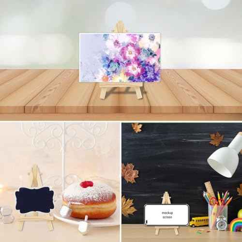 4 Pack Easel Display Stand Mini Wood Display Easels for Painting Artist Tabletop Holder Mini Wooden Easels for Photos Art Crafts Natural Wood Easels for Small Canvases Displaying