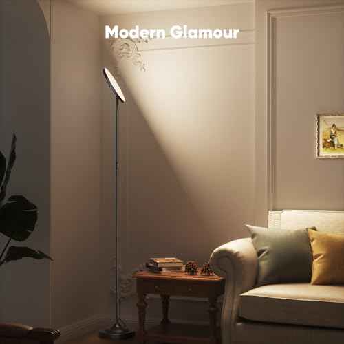 36W LED Floor Lamp, Super Bright Standing Lamp, Modern Stepless Dimmable Torchiere Tall Lamp with Remote Control, 350¡ÆRotating Head Reading Floor Lamp for Living Room, Bedroom, Office