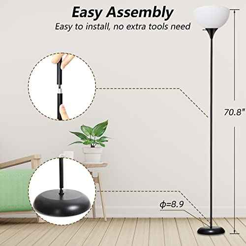 Standing Lamp, Led Floor Lamps for Living Room, Drop-Resistant White Lampshade, Rotary Switch, Industrial Metal Tall Lamp for Living Room Bedroom Study Office Kid¡¯s Room