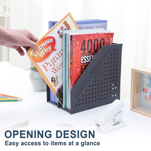 Fretonba Collapsible 2-Compartment Magazine File Holder - Dark Gray