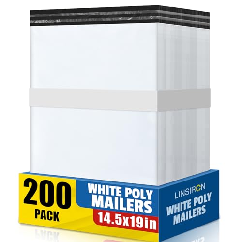 14.5x19 Inch Poly Mailers - 200 Large Shipping Bags for Clothing & Apparel