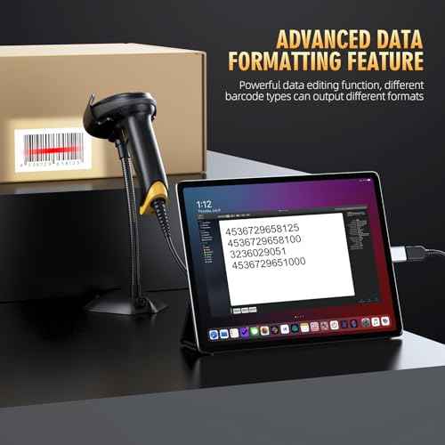TEEMI 2D Barcode Scanner USB Wired Virtual COM Handheld Automatic QR Data Matrix PDF417 Maxi IMB bar Codes Imager Global Shutter Computer Screen Scan for Windows Mac and Linux PC POS, No Stand