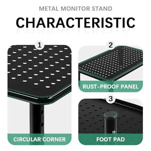 FURWOO 2 Pack Laptop Stand Desk Monitor Stand for Computer Printer Notebook 3 Height Adjustable Laptop Riser for Office Home School Black