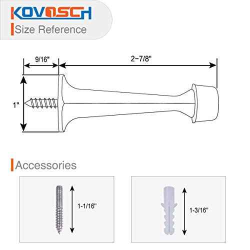 2 Pack Solid Rigid Door Stops - Heavy Duty Door Stoppers Wall Protector with Soft Rubber Tips, Satin Nickel