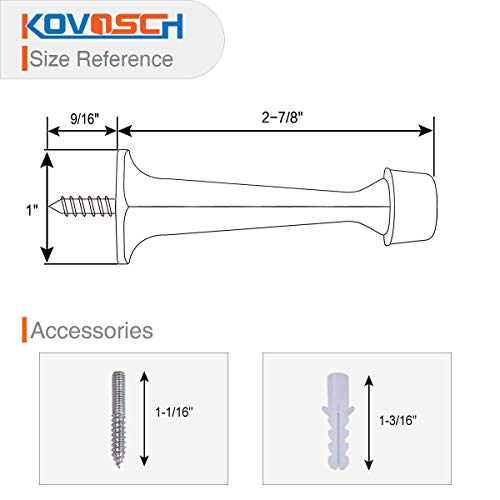 KOVOSCH 2 Pack Satin Nickel Heavy Duty Rigid Door Stops with Rubber Tips
