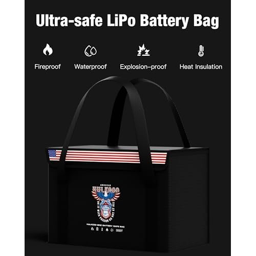 12V 100Ah LiFePO4 Lithium Battery Fireproof Safe Bag Large Capacity Explosion-Proof Battery Bag LiPO Safe Bag Waterproof Battery Storage Box(14 * 9.5 * 7.8inch), 2-Pack