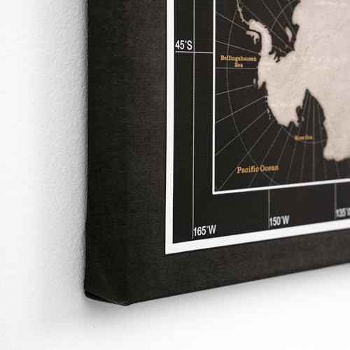 Canvas World Map with Cork Pin Board - English Lettering - Decorative Wall Decoration for All Rooms - Canvas Pictures with World Map Motif (70x50 cm, Pattern 6)