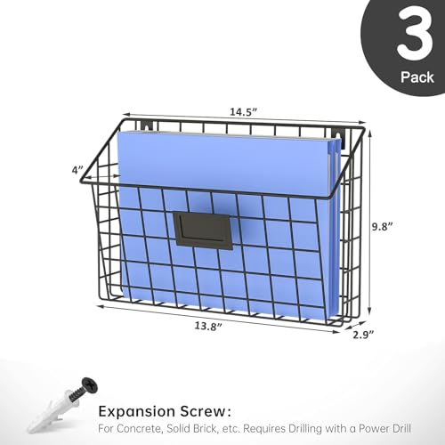 3-Tier Wall-Mounted Hanging File Organizer with Detachable Design - Office & Home Office Storage
