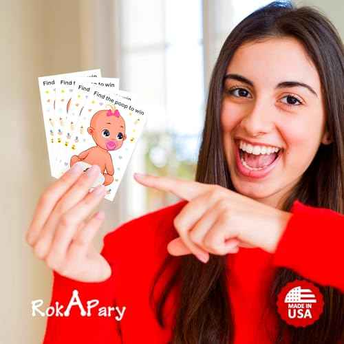 RokAPary Baby Shower Girl Scratch Off Poop Game, Easy to Play Silly Games, Funny Idea, Ice Breaker Activity. Raffle Cards, Pink Pacifier, Set of 40 Cards Made in USA