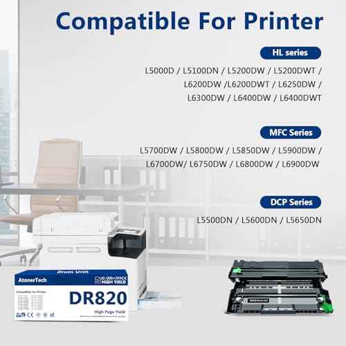 DR820 Drum Unit Replacement for Brother HL-L6200DW, MFC-L5850DW, HLL6200DW, MFC-L5900DW, MFC-L5700DW, MFC-L6800DW | Compatible with DR820/DR-820 Imaging Drum (2-Pack, Not Toner)
