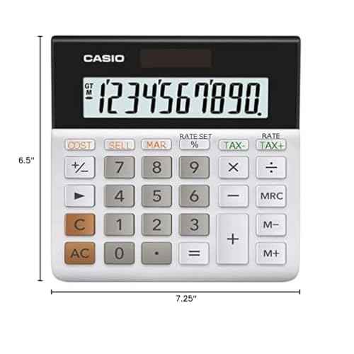 Casio MH-10M Desktop Calculator ? Large 10-Digit Display | Cost/Sell/Margin & Tax Functions | Ideal for Home & Office Use