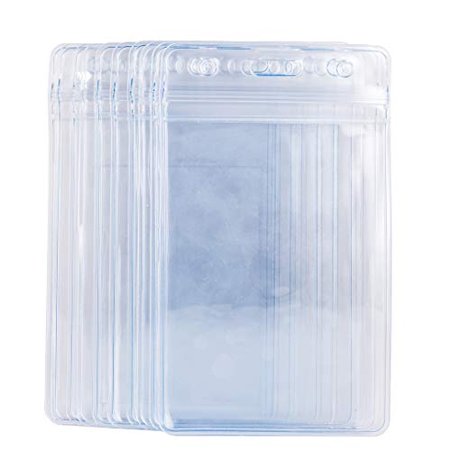 Leader Jin Waterproof Vertical ID Card Badge Holder 6 Pcs with Resealable Zip