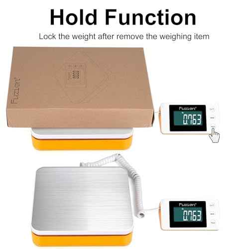 Fuzion Shipping Scale - Digital Postal Scale 110LB x 0.1oz, Large LCD Display, 5 Units, Scale for Packages, Postage - Dual Power Supply (Batteries & Adapter)
