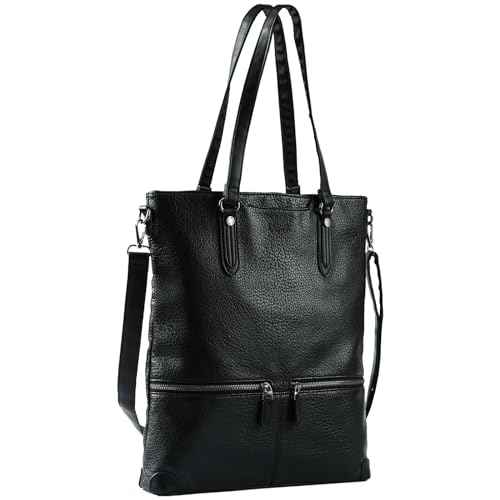 Lassviin Laptop Tote Bag, Leather Work Tote for Computer Bag Waterproof Lightweight Shoulder Bag Purse Handbag Crossbody Bag