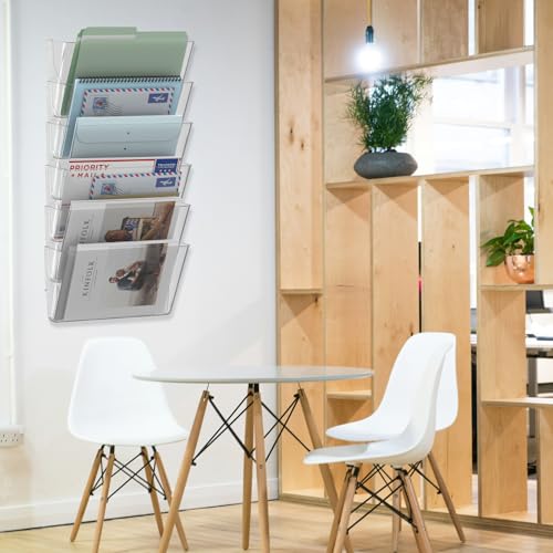 MINDEPOT 6 Pack Acrylic Wall File Organizer Clear Office Storage