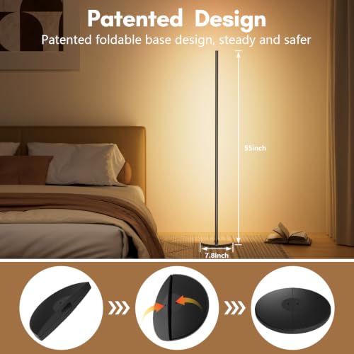 Obsidian Black RGB+IC Corner Floor Lamp with App & Remote Control