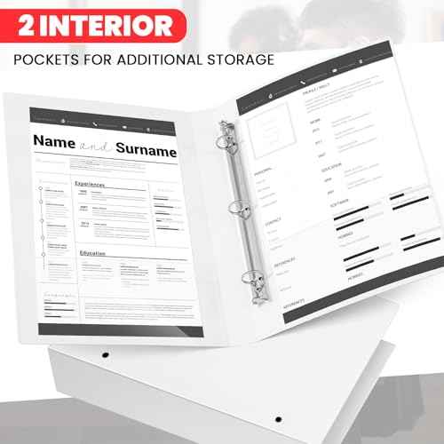Henoyso 4 Pcs Legal Size Binder 3 Ring 2" Durable White Binders for 8.5" x 14" Paper Hold up to 375 Sheets for Documents Artwork Blueprints, Office, Home, Work Places