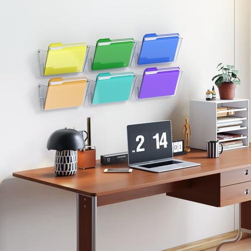 Samstar 6 Pack Clear Wall File Holders - Acrylic Office & Home Organizer