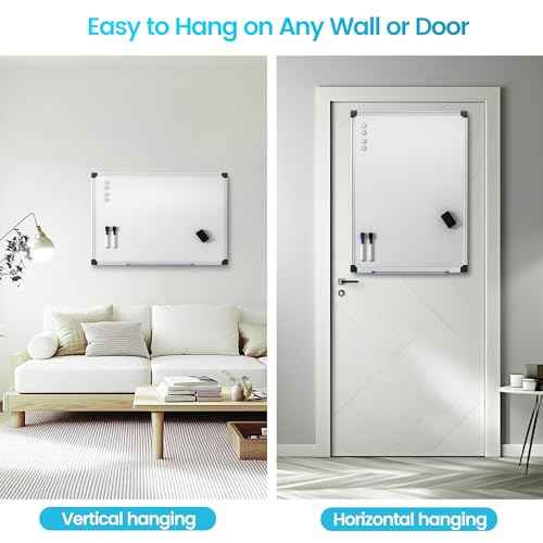 VUSIGN Magnetic White Board, 36 ¡¿ 24 inches, Dry Erase Board for Wall, Silver Aluminium Frame, Hanging Whiteboard for Kids, Students, Office, Kitchen