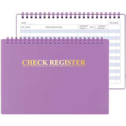 Blugool Checkbook Register Wide Edition 8.4 x 6.1 in - Purple
