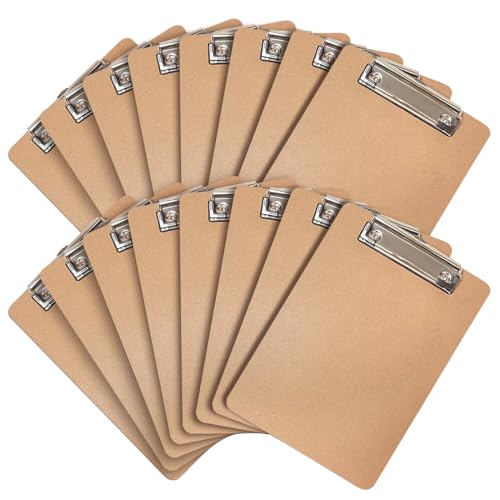 Uzant 16 Pack Mini Clipboards 6x9 inch - Wooden Memo Boards with Low Profile Clip, Hanging Loop