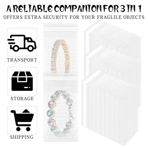 DIVINA VITAE 300Pcs 4 x 6 Inch Self-Sealing Bubble Wrap Bags Double Wall Transparent Pouches