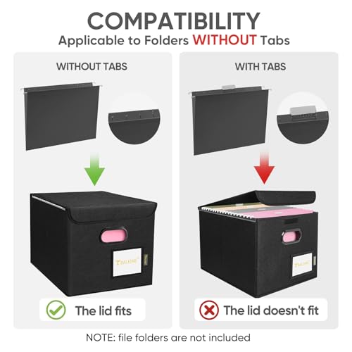 BALEINE Collapsible File Organizer Box with Lid - Black, 1 Pack, 15x12.5x10.5 Inches