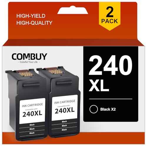 PG-240 XL 240XL Black Ink Cartridge Replacement for Canon 240XL 240XL PG-240XL PG240 Use for Canon MG3620 MG3600 TS5120 TS5100 MG2120 MG3520 MX452 MX512 MX472 MG2220 Printer (Black, 2 Pack)