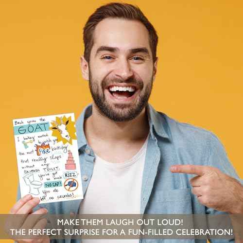 Gooji 5x7 Skibidi Toilet Funny Birthday Card for All Ages - Fire & GOAT Theme for Daughter, Youth, Teenager, Best Friend - Perfect Gen Z Humor for Men and Women