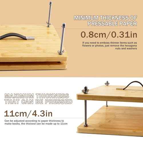 HAOPENGYOU 14.7"x11.4" Large Bamboo Book Press & Bookbinding Kit with Bone Folder, Awl, Needles - Complete DIY Book Repair Craft Set