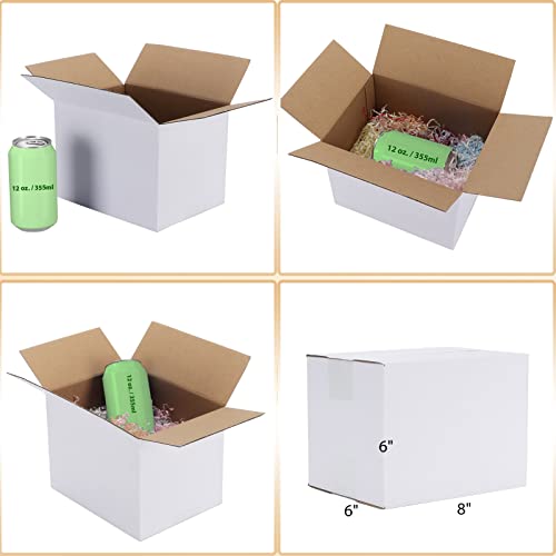Calenzana 8x6x6 Shipping Boxes Set of 40 - White Corrugated Cardboard Mailers for Small Business & Packing