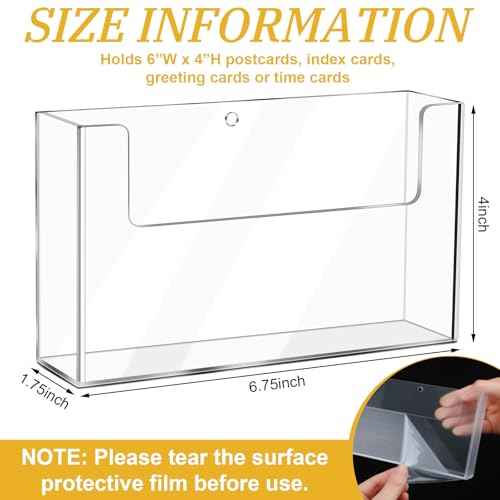 Post Card Holder Display Stand 6 x 4 Inch Wall Mount Index Clear Acrylic Organizer Small Brochure Hanging Pamphlet Holder for Flyer Magazine File Display(6 Pack)