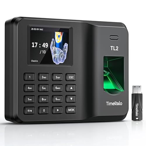 TimeRalo Standalone Employee Time Clock with Fingerprint & PIN, Data Backup