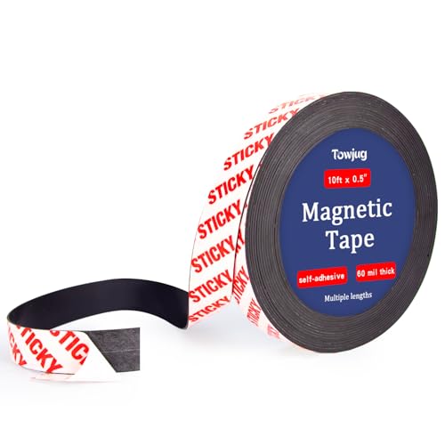 Towjug Magnetic Tape 10ft x 1/2in Adhesive Magnetic Strip for DIY Organization