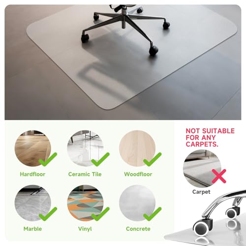 SOONAN Office Chair Mat for Hardwood Floor, 63" x 51" x 0.08" Clear Office Floor Mat, 0.08" Thickness Heavy Duty Computer&Desk Chair Mat,Floor Protector Chair Mats