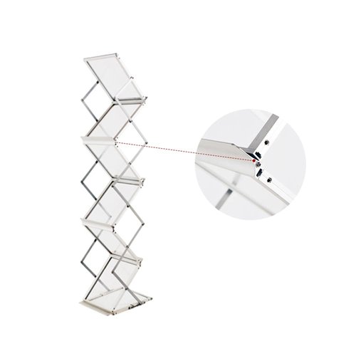 Displayfactory Pop up Aluminum Magazine Rack, 6 Pockets Brochure Display Stand, Foldable Literature Rack Magazine Catalog Display Stand with Carrying Bag for Office,Store, Exhibition & Trade Show