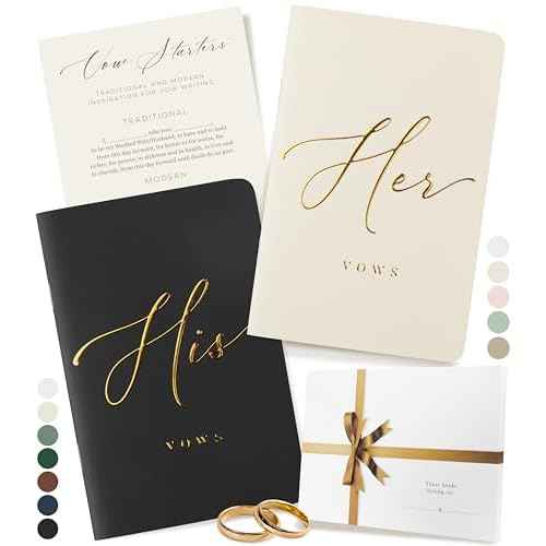 ARTESORI Premium Wedding Vow Book for Her & Him, Soft Touch, Gold Foil, 28 Lined Pages, Wedding Vow Books His and Hers, Wedding Essentials, Wedding Registry Ideas, His and Hers Gifts [Ivory & Black]