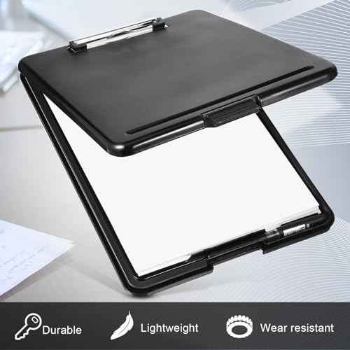 Geyee 8 Pcs Clipboard with Storage Plastic Foldable Nursing Clipboard Storage with Pen Holder 9. 5 x 13. 4 Inch Foldable Clip Board with Low Profile Clip for Student Teacher Nurse Office Supplies