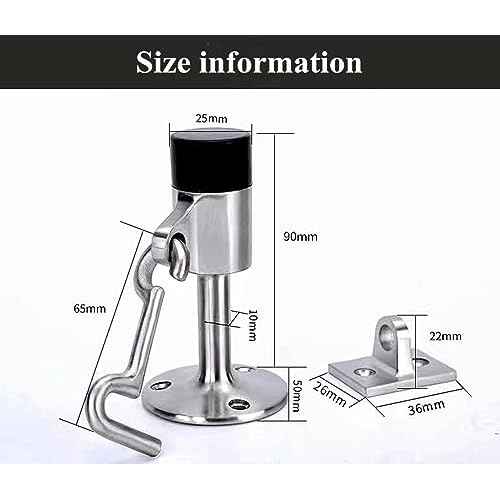 Heavy Duty Door Stopper with Hook, Stainless Steel Door Holder Stop with Sound Dampening Rubber Bumper Wall Mounted Door Floor Stop Holder,Free Screws (Sliver)