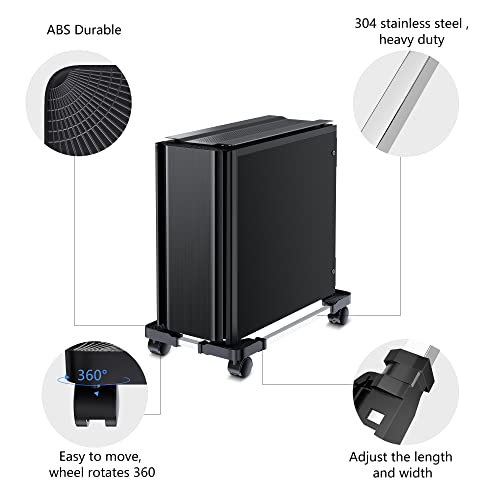 Adjustable Computer Tower Stand | Mobile CPU Holder for Desktop PC Tower Riser